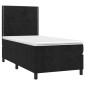 vidaXL Κρεβάτι Boxspring με Στρώμα & LED Μαύρο 80x200 εκ. Βελούδινο