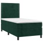 vidaXL Κρεβάτι Boxspring με Στρώμα & LED Σκ. Πράσινο 90x200 εκ Βελούδο