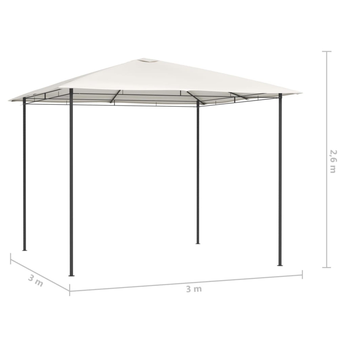 vidaXL Κιόσκι Κρεμ 3 x 3 x 2,6 μ. 160 γρ./μ²