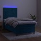vidaXL Κρεβάτι Boxspring με Στρώμα & LED Σκ. Μπλε 80x200 εκ. Βελούδινο