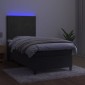 vidaXL Κρεβάτι Boxspring με Στρώμα & LED Σκ. Γκρι 90x190 εκ. Βελούδινο