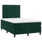 vidaXL Κρεβάτι Boxspring με Στρώμα & LED Σκ. Πράσινο 120x200εκ Βελούδο