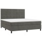 vidaXL Κρεβάτι Boxspring με Στρώμα & LED Σκ. Γκρι 160x200εκ. Βελούδινο