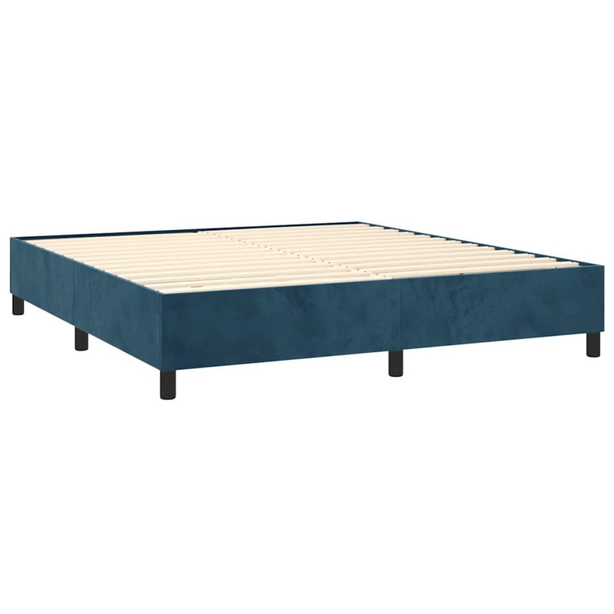 vidaXL Κρεβάτι Boxspring με Στρώμα & LED Σκ. Μπλε 160x200εκ. Βελούδινο