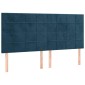 vidaXL Κρεβάτι Boxspring με Στρώμα & LED Σκ. Μπλε 160x200εκ. Βελούδινο