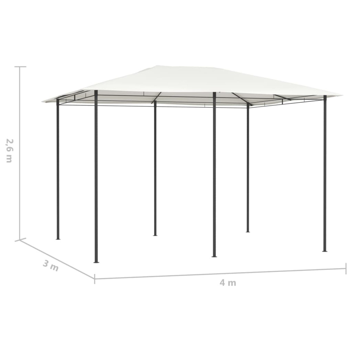 vidaXL Κιόσκι Κρεμ 3 x 4 x 2,6 μ. 160 γρ./μ²