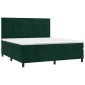 vidaXL Κρεβάτι Boxspring με Στρώμα & LED Σκ. Πράσινο 180x200εκ Βελούδο