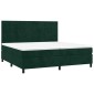 vidaXL Κρεβάτι Boxspring με Στρώμα & LED Σκ. Πράσινο 200x200εκ Βελούδο