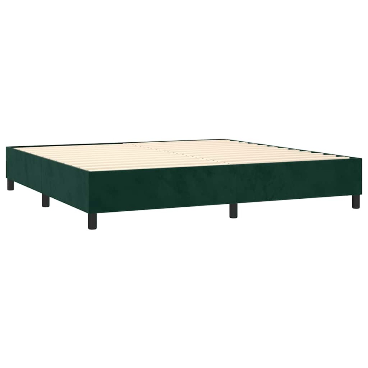 vidaXL Κρεβάτι Boxspring με Στρώμα & LED Σκ. Πράσινο 200x200εκ Βελούδο