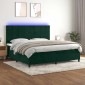 vidaXL Κρεβάτι Boxspring με Στρώμα & LED Σκ. Πράσινο 200x200εκ Βελούδο