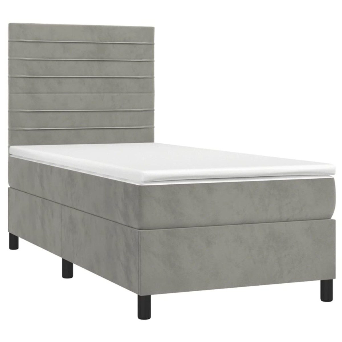vidaXL Κρεβάτι Boxspring με Στρώμα & LED Αν.Γκρι 80x200 εκ. Βελούδινο