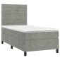 vidaXL Κρεβάτι Boxspring με Στρώμα & LED Αν.Γκρι 80x200 εκ. Βελούδινο