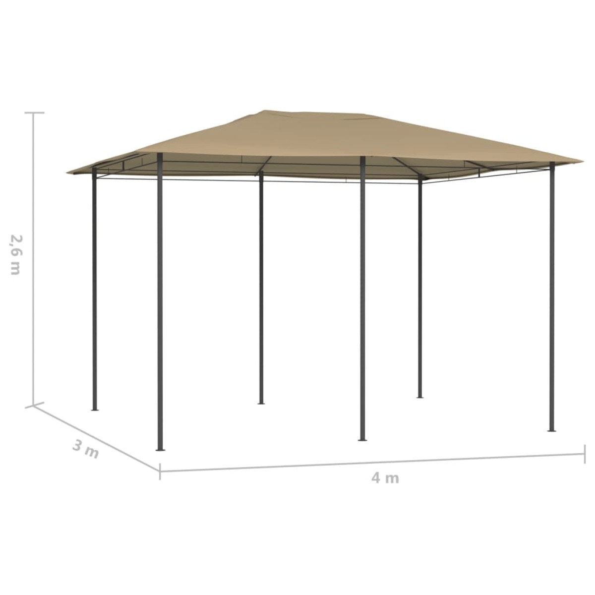 vidaXL Κιόσκι Taupe 3 x 4 x 2,6 μ. 160 γρ./μ²