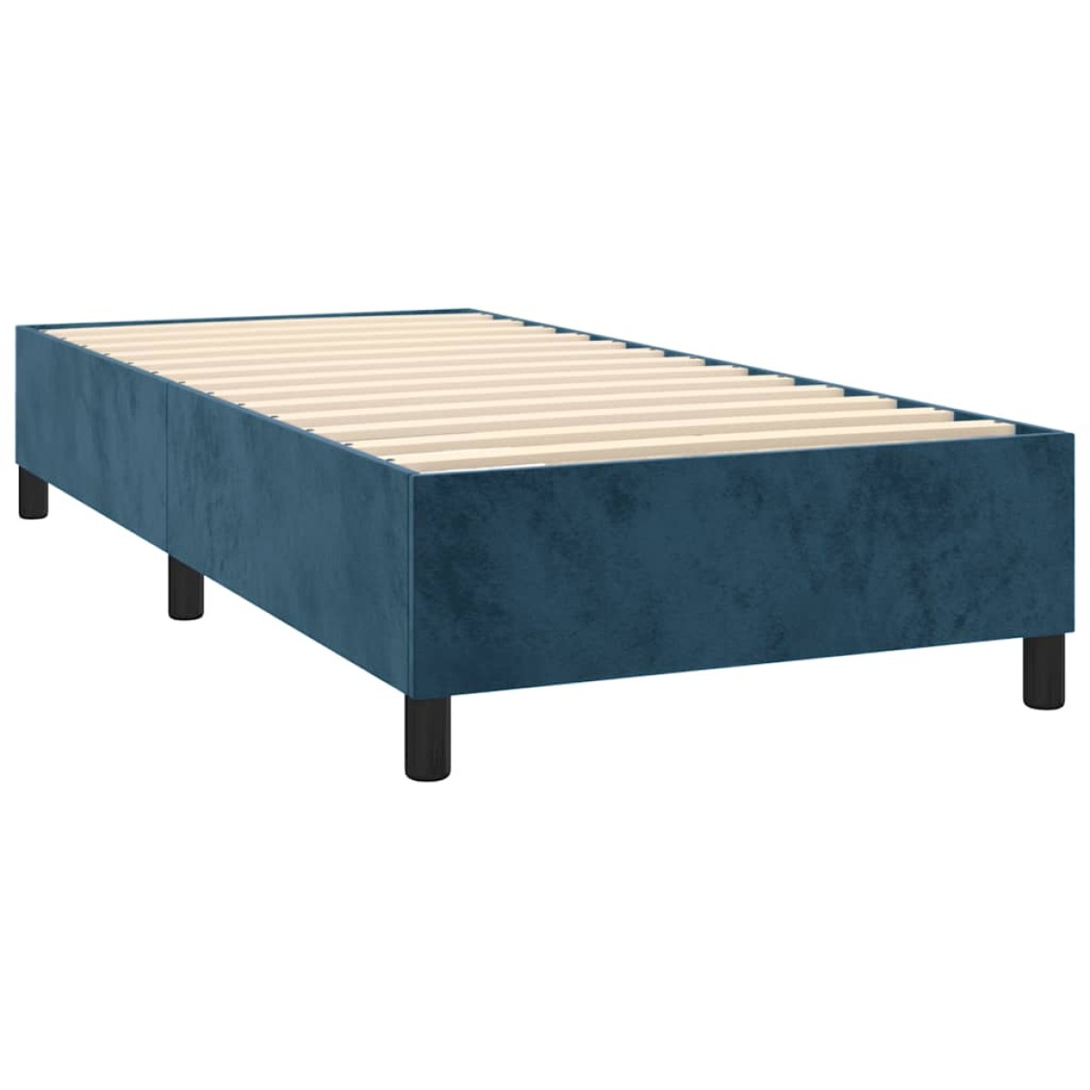 vidaXL Κρεβάτι Boxspring με Στρώμα & LED Σκ. Μπλε 80x200 εκ. Βελούδινο