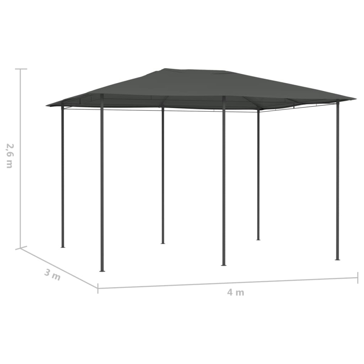 vidaXL Κιόσκι Ανθρακί 3 x 4 x 2,6 μ. 160 γρ./μ²