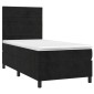 vidaXL Κρεβάτι Boxspring με Στρώμα & LED Μαύρο 100x200 εκ. Βελούδινο