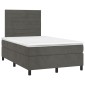 vidaXL Κρεβάτι Boxspring με Στρώμα & LED Σκ. Γκρι 120x200εκ. Βελούδινο