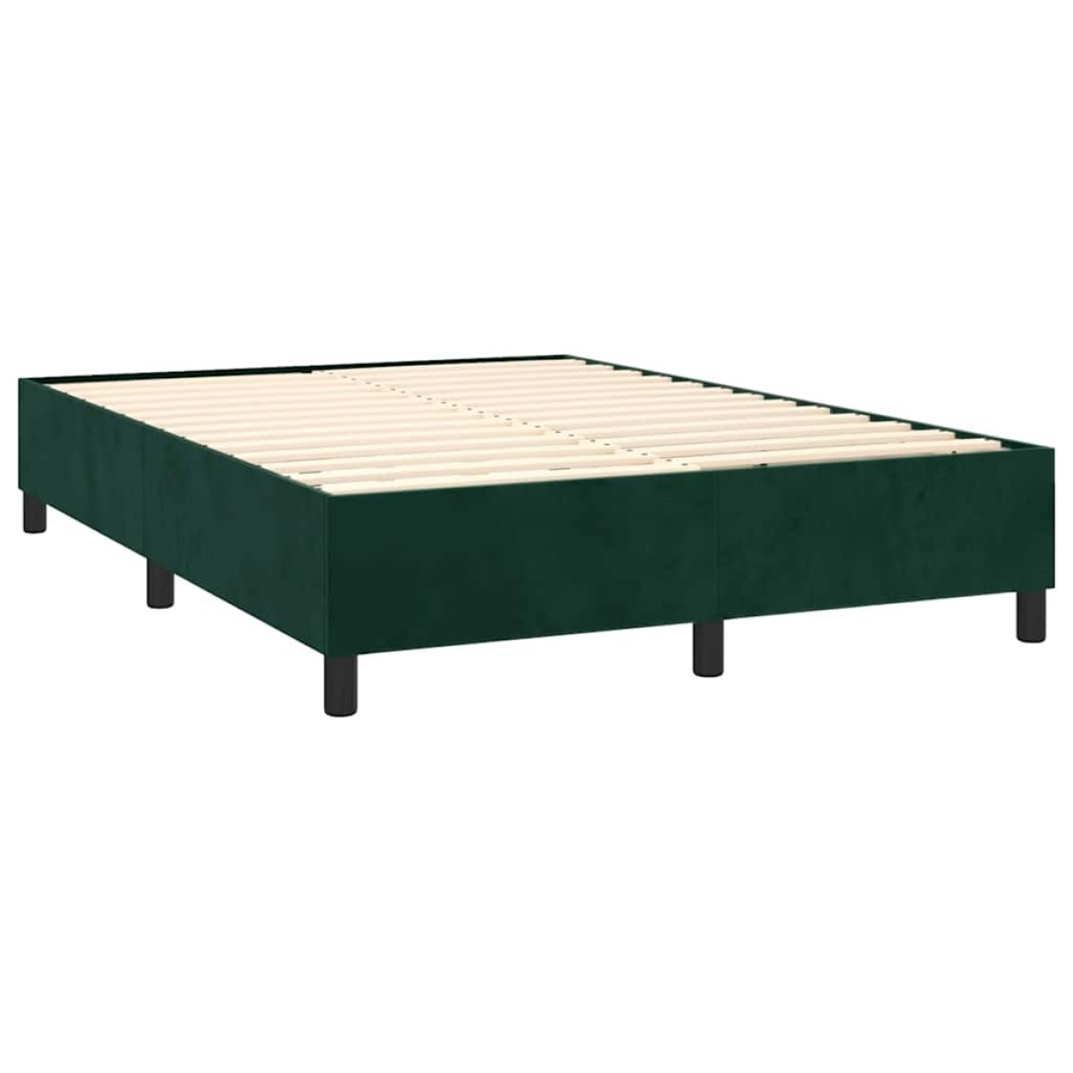 vidaXL Κρεβάτι Boxspring με Στρώμα & LED Σκ. Πράσινο 140x190εκ Βελούδο