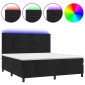 vidaXL Κρεβάτι Boxspring με Στρώμα & LED Μαύρο 160x200 εκ. Βελούδινο