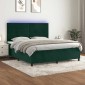 vidaXL Κρεβάτι Boxspring με Στρώμα & LED Σκ. Πράσινο 160x200εκ Βελούδο