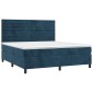 vidaXL Κρεβάτι Boxspring με Στρώμα & LED Σκ. Μπλε 160x200εκ. Βελούδινο
