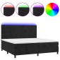 vidaXL Κρεβάτι Boxspring με Στρώμα & LED Μαύρο 200x200 εκ. Βελούδινο
