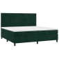 vidaXL Κρεβάτι Boxspring με Στρώμα & LED Σκ. Πράσινο 200x200εκ Βελούδο