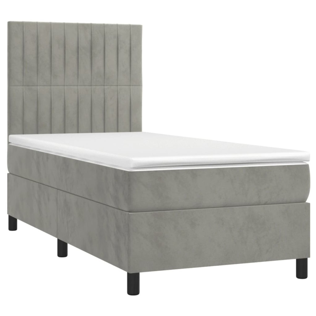 vidaXL Κρεβάτι Boxspring με Στρώμα & LED Αν.Γκρι 80x200 εκ. Βελούδινο