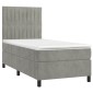 vidaXL Κρεβάτι Boxspring με Στρώμα & LED Αν.Γκρι 80x200 εκ. Βελούδινο