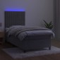 vidaXL Κρεβάτι Boxspring με Στρώμα & LED Αν.Γκρι 80x200 εκ. Βελούδινο