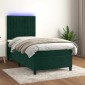 vidaXL Κρεβάτι Boxspring με Στρώμα & LED Σκ. Πράσινο 80x200 εκ Βελούδο