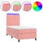 vidaXL Κρεβάτι Boxspring με Στρώμα & LED Ροζ 80 x 200 εκ. Βελούδινο