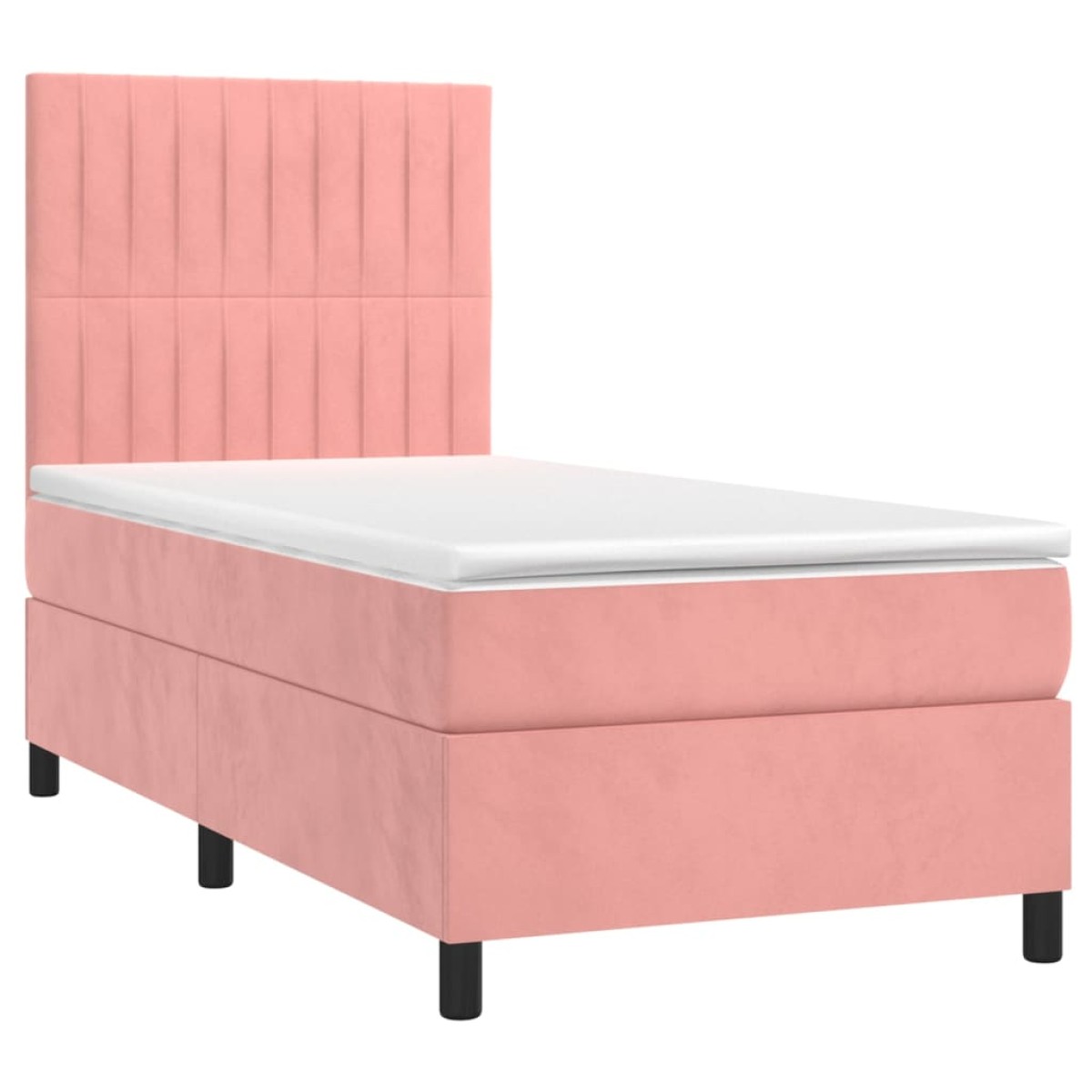 vidaXL Κρεβάτι Boxspring με Στρώμα & LED Ροζ 80 x 200 εκ. Βελούδινο