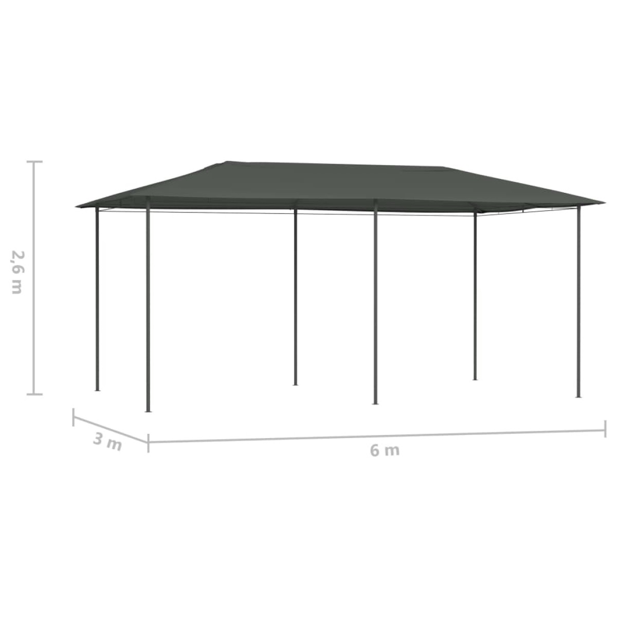 vidaXL Κιόσκι Ανθρακί 3 x 6 x 2,6 μ. 160 γρ./μ²
