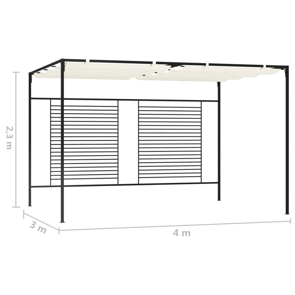 vidaXL Πέργκολα με Πτυσσόμενη Οροφή Κρεμ 3 x 4 x 2,3 μ. 180 γρ./μ²