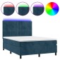 vidaXL Κρεβάτι Boxspring με Στρώμα & LED Σκ. Μπλε 140x190εκ. Βελούδινο