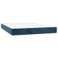 vidaXL Κρεβάτι Boxspring με Στρώμα & LED Σκ. Μπλε 140x190εκ. Βελούδινο