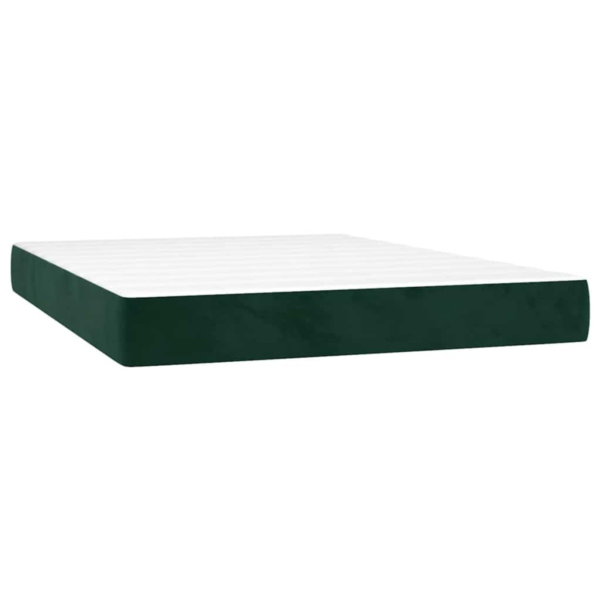 vidaXL Κρεβάτι Boxspring με Στρώμα & LED Σκ. Πράσινο 140x200εκ Βελούδο