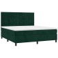 vidaXL Κρεβάτι Boxspring με Στρώμα & LED Σκ. Πράσινο 180x200εκ Βελούδο