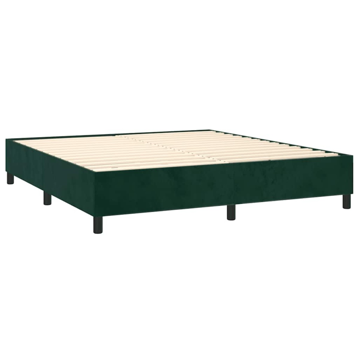 vidaXL Κρεβάτι Boxspring με Στρώμα & LED Σκ. Πράσινο 180x200εκ Βελούδο