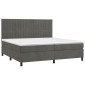 vidaXL Κρεβάτι Boxspring με Στρώμα & LED Σκ. Γκρι 200x200εκ. Βελούδινο