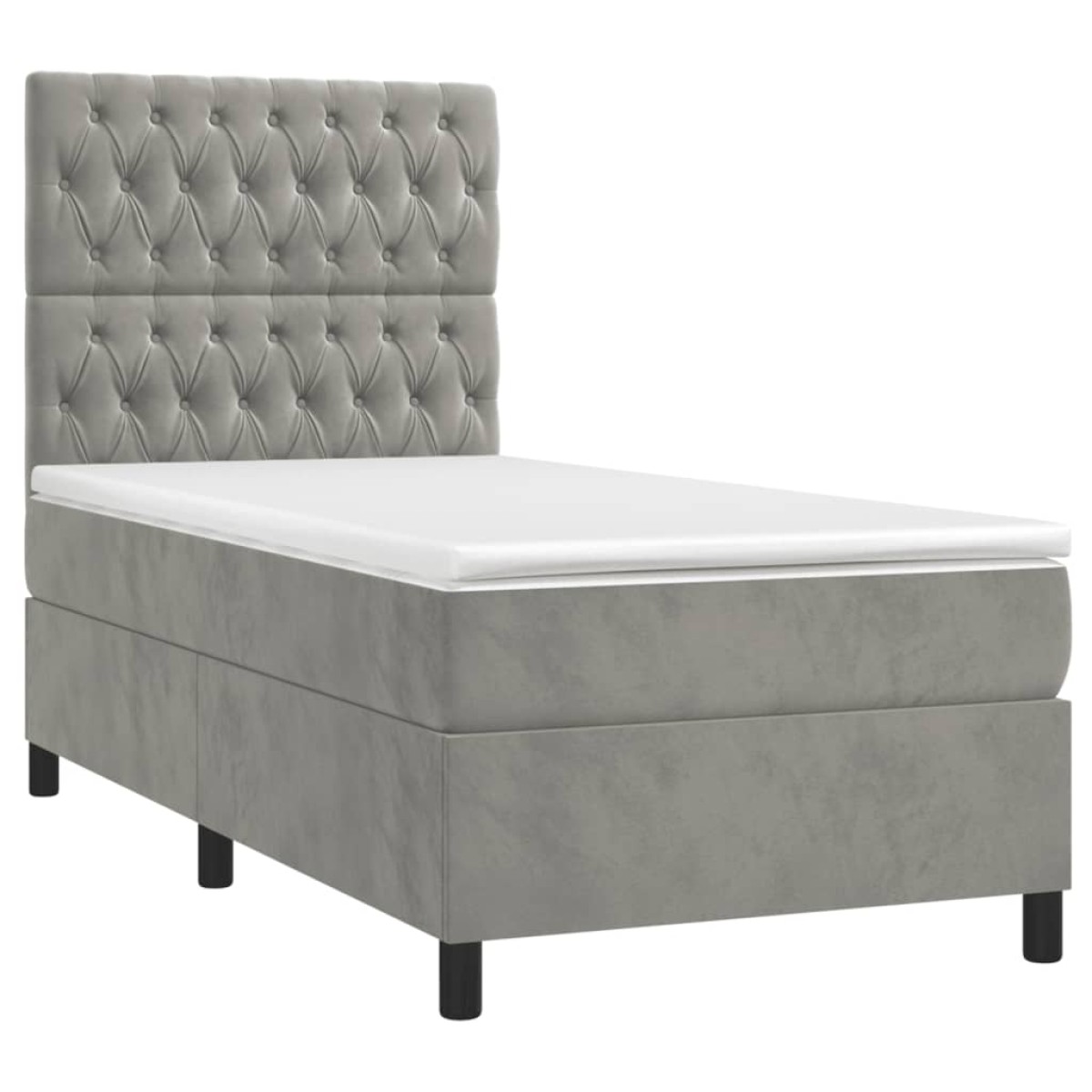 vidaXL Κρεβάτι Boxspring με Στρώμα & LED Αν.Γκρι 80x200 εκ. Βελούδινο