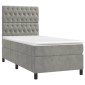 vidaXL Κρεβάτι Boxspring με Στρώμα & LED Αν.Γκρι 80x200 εκ. Βελούδινο