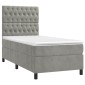 vidaXL Κρεβάτι Boxspring με Στρώμα & LED Αν.Γκρι 90x190 εκ. Βελούδινο