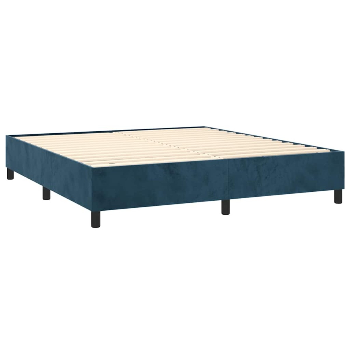 vidaXL Κρεβάτι Boxspring με Στρώμα & LED Σκ. Μπλε 160x200εκ. Βελούδινο