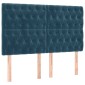 vidaXL Κρεβάτι Boxspring με Στρώμα & LED Σκ. Μπλε 160x200εκ. Βελούδινο