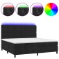 vidaXL Κρεβάτι Boxspring με Στρώμα & LED Μαύρο 200x200 εκ. Βελούδινο