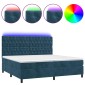 vidaXL Κρεβάτι Boxspring με Στρώμα & LED Σκ. Μπλε 200x200εκ. Βελούδινο