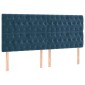 vidaXL Κρεβάτι Boxspring με Στρώμα & LED Σκ. Μπλε 200x200εκ. Βελούδινο