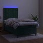 vidaXL Κρεβάτι Boxspring με Στρώμα & LED Σκ. Πράσινο 80x200 εκ Βελούδο